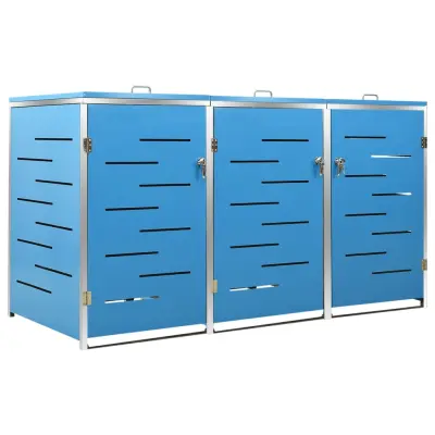 vidaXL Trojna lopa za smetnjak 207x77,5x112,5 cm nerjaveče jeklo