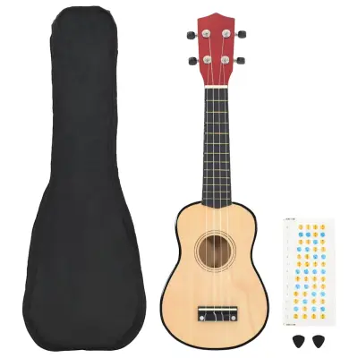 vidaXL Otroški ukulele soprano s torbo naravna 21"