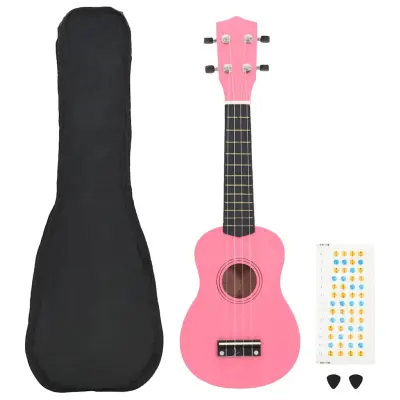 vidaXL Otroški ukulele soprano s torbo roza 23"