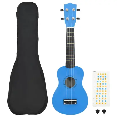 vidaXL Otroški ukulele soprano s torbo baby moder 21"