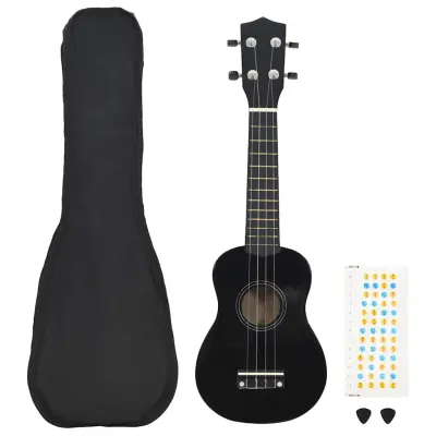 vidaXL Otroški ukulele soprano s torbo črn 21"