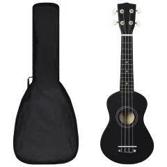 vidaXL Otroški ukulele soprano s torbo črn 21"