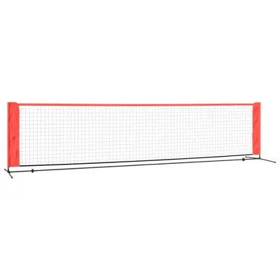 vidaXL Teniška mreža črna in rdeča 400x100x87 cm poliester