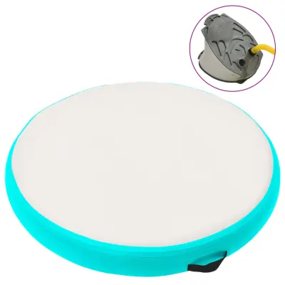 vidaXL Napihljiva gimnastična podloga s tlačilko 100x100x15 cm zelena