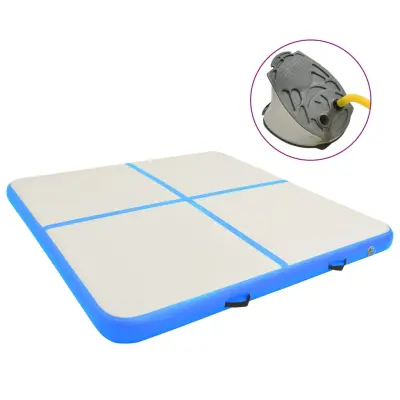 vidaXL Napihljiva gimnastična podloga s tlačilko 200x200x20 cm modra