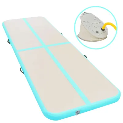 vidaXL Napihljiva gimnastična podloga s tlačilko 600x100x10 cm modra