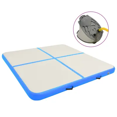 vidaXL Napihljiva gimnastična podloga s tlačilko 200x200x10 cm modra