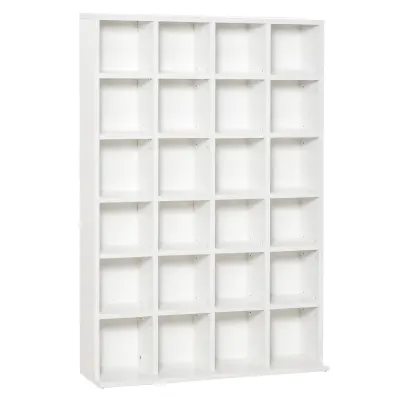 HOMCOM Stenska knjižna omara s 24 po višini nastavljivimi predali 130,5 × 89 × 20 cm, bela