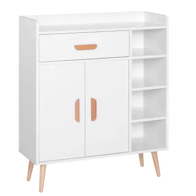 HOMCOM Prostorsko varčna omara s 4 košarami iz iverne plošče 80 x 29,5 x 96 cm Bela