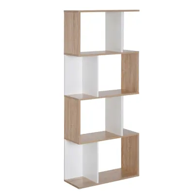 HOMCOM Design knjižna omara Moderna lesena pisarniška polica s 4 policami 60×24×148cm