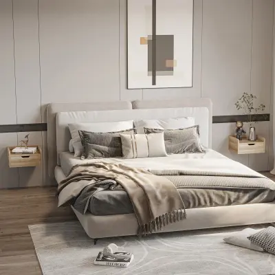 HOMCOM Stenska viseča nočna omarica za spalnico in dnevno sobo, 40x30x19,5 cm, lesena