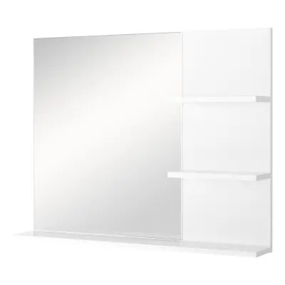kleankin Kopalniška stenska omarica 60 x 10 x 48 cm, z ogledalom in 3 policami, bela stenska omarica iz MDF