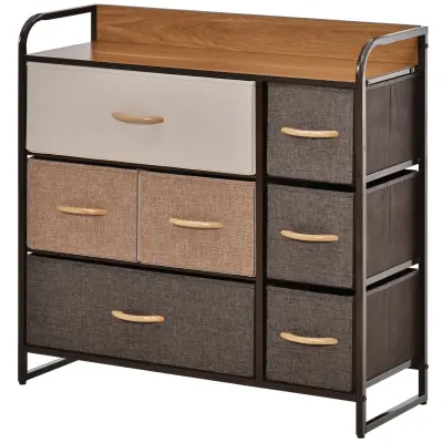 HOMCOM omarica s 7 zložljivimi predali, s tkanino in policami iz MDF, pohištvo za dnevno sobo, 80x29x78,5cm, večbarvna