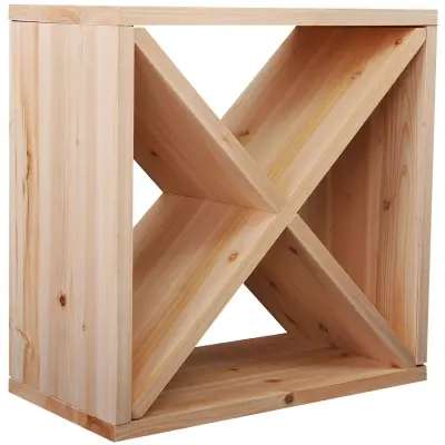 HOMCOM omara za vino in likerje 24 steklenic, 4 oddelki Naravni les, 50 x 26 x 50cm