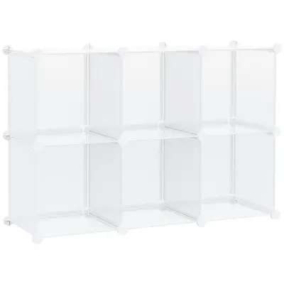 HOMCOM Modularna notranja omara za čevlje z možnostjo zlaganja, 6 kock iz PP plastike, 65x32x95cm, transparentna, varčuje s prostorom