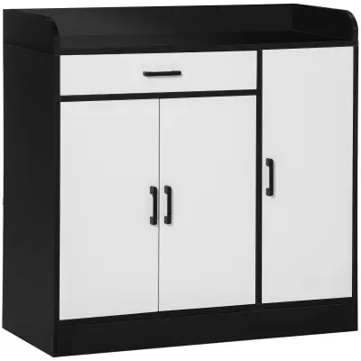HOMCOM Kuhinjska omarica s predalom, nastavljivimi policami in 2 omarama, črno-bela, 90 × 40 × 90 cm