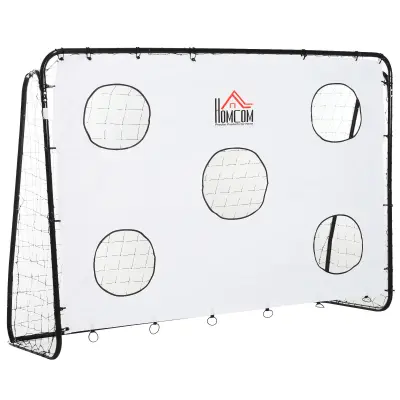 HOMCOM nogometni gol za otroke in odrasle z mrežo iz PE, kovinski in oxfordski, črno-beli, 240x88x171,5 cm