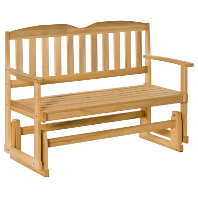 Outsunny Vrtna klop iz smrekovega lesa z dvema sedežema in nasloni za roke, 132x51x95,5 cm, barva lesa