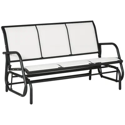 Outsunny 3-sedežna vrtna gugalna klop iz kovine in dihalne mrežaste tkanine, 151x75x85 cm, bež