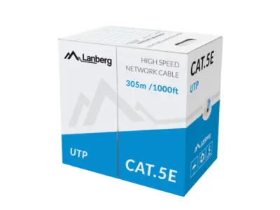 BOBINA CAT.5E LANBERG UTP RJ45 SOLIDO CCA AWG24 305M AZUL
