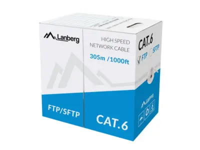 BOBINA CAT.6 LANBERG FTP 305M TOLID CU CPR + FLUK