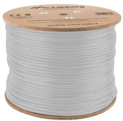 BOBINA CAT.6A LANBERG FTP RJ45 SOLIDO COBRE LSZH CPR FLUKE teste AWG24 305M GRIS