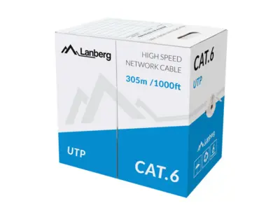 BOBINA CAT.6 LANBERG UTP 305M TOLID CU CPR + FLUK