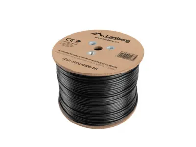 Bobina Cat.5e Lanberg Outdoor UTP RJ45 Solido Cobre Fluke Testirano AWG24 305M Negr