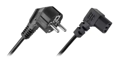 Kabel napajalni 220V Euro kotni 1,5m 90°/90°, za računalnik