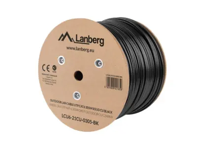 CAT.6 Lanberg Outdoor UTP RJ45 Solido Cobre Fluke Testirano AWG24 305M črnec