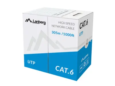 BOBINA LANBERG UTP RJ45 1GB/S SOLIDO CCA AWG23 305M GRIS