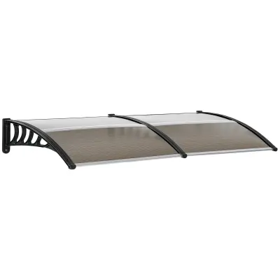 Outsunny Zunanji nadstrešek 200x96 cm iz polikarbonata in aluminija, nadstrešek za okna in vrata, rjav