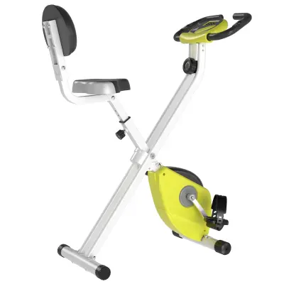 HOMCOM jekleno zložljivo kolo za fitnes vadbo z nastavljivo višino, 8 stopenj magnetne upornosti, LCD zaslon, rumeno, 43x97x109cm