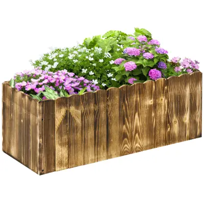 Outsunny Kvadratna zunanja škatla za rože iz smrekovega lesa za vrt za zelenjavo 80 × 33 × 30 cm