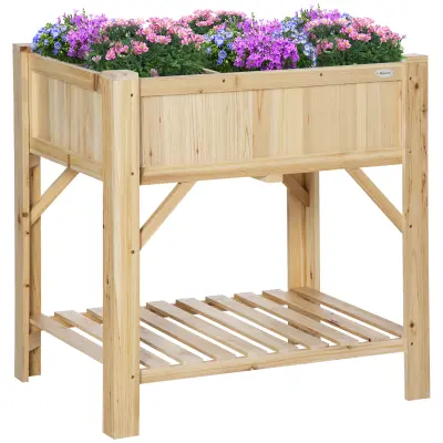 Outsunny dvignjena zelenjavna vrtna greda s 6 predali, zunanji zaboj za sadike iz smrekovega lesa, 78,5x58x81cm