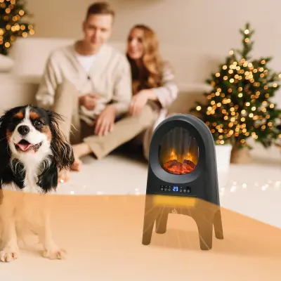 HOMCOM Ventilatorski grelnik s 3 načini ogrevanja, električni grelnik z nastavljivo temperaturo in daljinskim upravljalnikom, ABS, 33,7x25,5x60,4cm, č