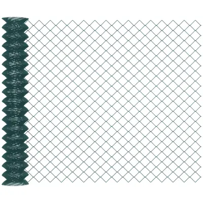 Outsunny Jeklena mreža za ograjo s plastično prevleko 25x1,7 m za vrtove in zunanje prostore, 25-metrska rola in višina 1,7 m, zelena