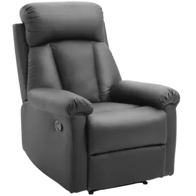 HOMCOM oblazinjen ergonomski naslanjač Relax fotelj z naslonom za noge, usnje 80 x 97 x 107cm, črn