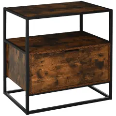 HOMCOM Industrijski stil kredenca, vintage les in kovina za dnevno sobo ali spalnico z 1 predalom 73 × 45,5 × 76 cm