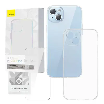 Baseus Corning zaščitni komplet prozornega ohišja in kaljenega stekla za iPhone 14 Plus