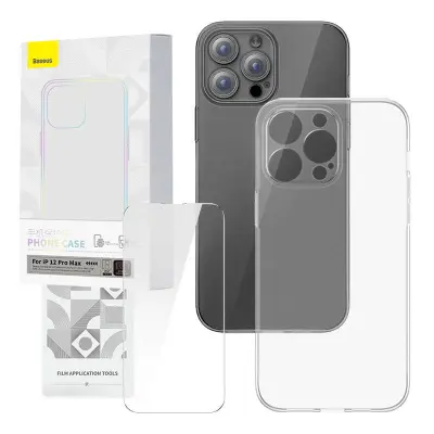 Baseus Corningov zaščitni komplet prozornega ohišja in kaljenega stekla za iPhone 12 Pro Max
