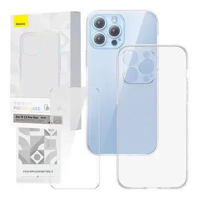 Baseus Corningov zaščitni komplet prozornega ohišja in kaljenega stekla za iPhone 13 Pro Max