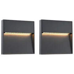 vidaXL Zunanje LED stenske svetilke 2 kosa 3 W črne kvadratne