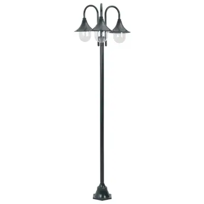 vidaXL Vrtna ulična svetilka E27 220 cm aluminij 3 žarnice zelena