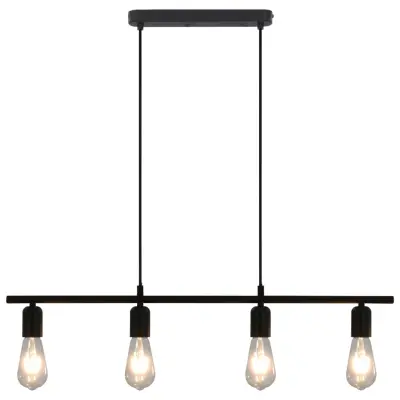vidaXL Stropna svetilka z žarnicami 2 W črna 80 cm E27