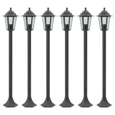 vidaXL Vrtne ulične svetilke 6 kosov E27 110 cm aluminij temno zelene