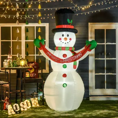 HOMCOM Velikanski napihljivi snežak 243 cm visok z lučkami LED na prostem ali na vrtu