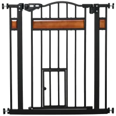 PawHut tlačna zložljiva pasja vrata, raztegljiva varnostna ograja 74-80 cm s samodejnim zapiranjem, črna