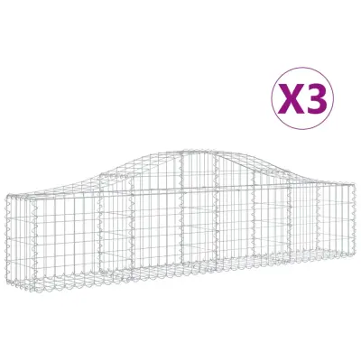 vidaXL Obokane gabion košare 3 kosi 200x30x40/60 cm pocinkano železo