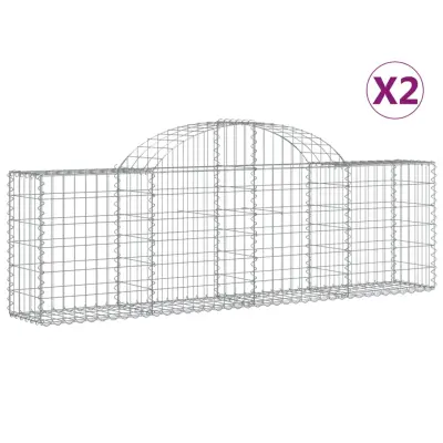 vidaXL Obokana gabionska košara 2 kosa 200x30x60/80cm pocinkano železo